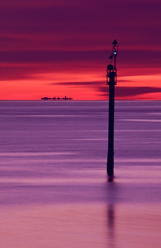 The Sea : Waymarker and Hurst Castle and Lighthouse