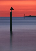 Waymarkers at Lepe looking towards Needs Ore Point image ref 10011